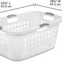 Sterilite 6 Pack Plastic Laundry Basket Clothes Hamper, 2 Bushel, Ultra, White