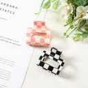 2 Pcs Checkered Rectangle Claw Clips for Women, Y2K Accessories Claw Clips for Thick Hair, Cute Hair Clips for Women and Teens (Pink)