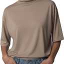 Womens Oversized Turtleneck Tops Mock Neck Tee Tunic Summer 2026 Casual Going Out T-Shirts Trendy Pullover Clothes, Large