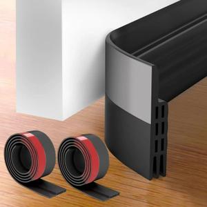 Door Draft Stopper, Weather Stripping Seal for Cold Air, Noise & Dust, Interior & Exterior Door Insulation, Premium Door Sweep for Bottom of Door (Black, 1m)