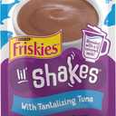 Purina Friskies Pureed Cat Food Topper, Lil’ Shakes With Tantalizing Tuna Lickable Cat Treats - (Pack of 16) 1.55 oz. Pouches (EXP 02/01/26)