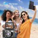 5K Digital Camera with SD Card 32GB, Vlogging Video Camera for Photography, 3'' 180 Flip Screen Travel Cameras Portable Instand Compact Camera for Beginner Teens Waterproof 18X Zoom (Black)