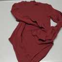 MANGOPOP Bell Sleeve Mock Neck Long Sleeve Bodysuit for Going Out Tops for Women (Large, Burgundy)