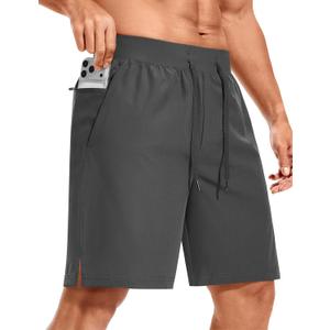 ASPO Men's Workout Shorts Quick Dry Athletic Running Short with Zipper Pockets Lightweight 7" for Gym Basketball (L)