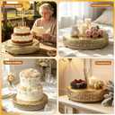16 Inch Gold Cake Stand,Round Floral Lace Metal Display Tray