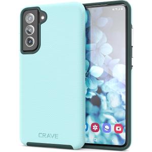 Crave for Galaxy S21 FE Case, Shockproof Protection Dual Layer for Samsung Galaxy S21 FE 5G (6.4 inch) - Aqua