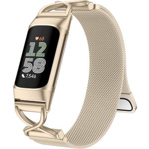 JKD X-Shape Metal Band Compatible with Fitbit Charge 6/ Charge 5 Bands for Women Men, Soft Stainless Steel Mesh Loop Strap Bracelet Wrist Band Replacement for Fitbit Charge 5/ Charge 6 Fitness Tracker