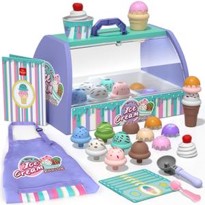 Lehoo Castle Ice Cream Toys for Toddlers 3-5, Toys for 3 4 Year Old Girls, Play Ice Cream Counter Shop Playset for Kids, Gift for Girls Boys 3 4 5 6 Year Old