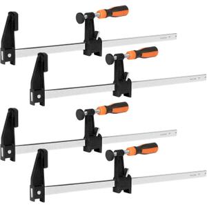 4-Pack 18 inch Bar Clamps,Long Wood Clamps Heavy Duty Force 600 Lbs Adjustable and Release Quickly,Woodworking Clamps Throat Depth 2.5 inch with Plastic Handle