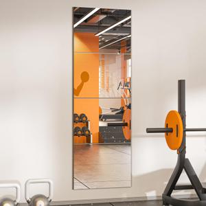 TRAHOME Wall Mirror Tiles, 16"x12"x4PCS Full Length Home Gym Mirror for Garage, Bedroom, Living Room, Over The Door