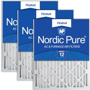 Nordic Pure 20x20x2 (19 1/2 x 19 1/2 x 1 3/4) Pleated MERV 12 Air Filters 3 Pack (3 Count (Pack of 1))