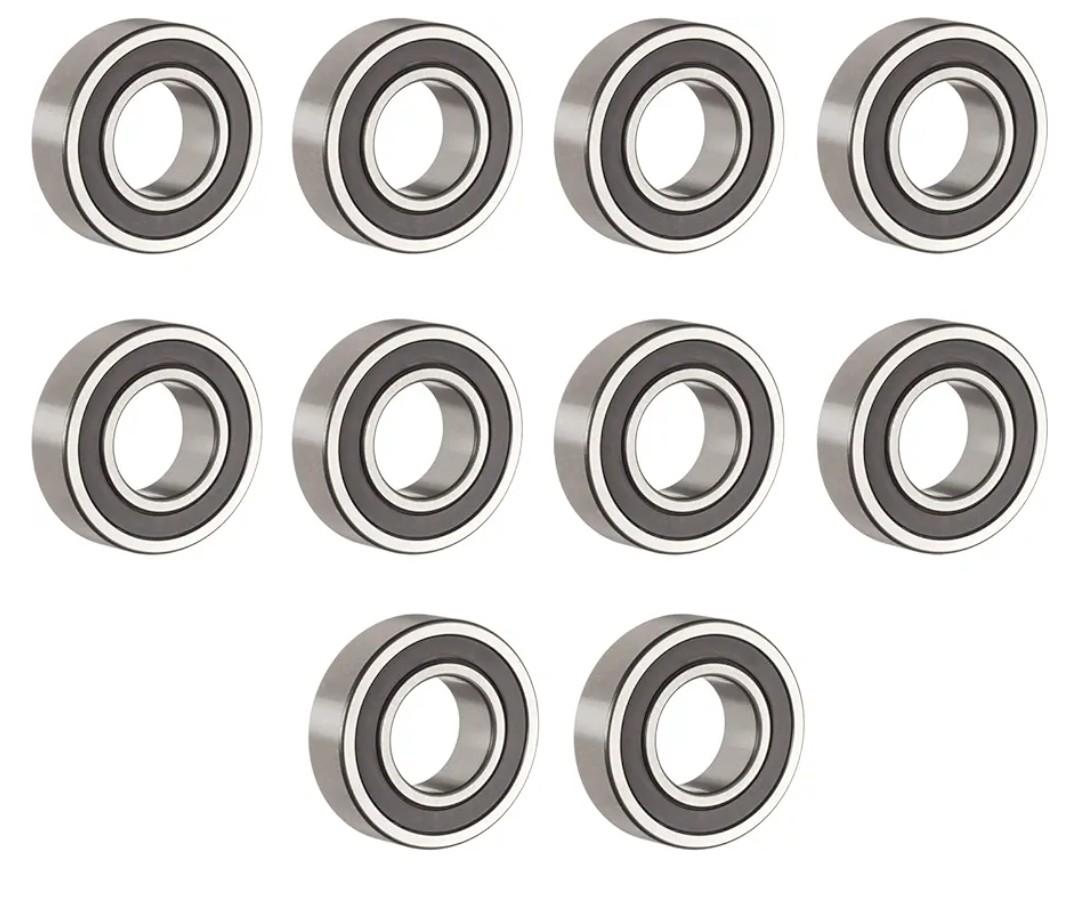 Donepart R12-2RS Bearings, 3/4 x 1-5/8 x 7/16 Inch Ball Bearing, High Speed Pre Lubricated, Double Sealed Bearings for Motor, Mini Bike, Wheels, Pool Pumps (10 Pack)