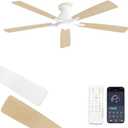 Fanbulous 60 inch Ceiling Fans with Lights, Smart Flush Mount Ceiling Fan and Remote APP, Modern Low Profile, 3CCT 20W LED with 6-Speeds Quiet Reversible Motor for Bedroom, Living Room, Kitchen, White