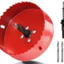 Luomorgo 100mm/4 Hole Saw, 1.4 inch Cutting Depth HSS Bi-Metal Hole Cutter for Wood Cornhole Boards Plastic Drywall & Metal Sheet (Red)
