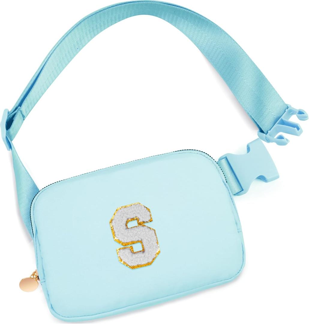 Birthday Gifts for 4 5 6 7 8 9 10 11 12 Year Old Girls,Gifts for Teens Kids Daughter Sister Her,Fanny Pack Belt Bag Crossbody Bags Cute Stuff for Girls Women Teen | Initial White S,Blue Bag
