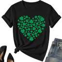 St.Patrick Day Lucky Shirt for Kids-Irish Girls Shamrock Tee Tops Boys Toddler Clover Short Sleeve (Black, S)