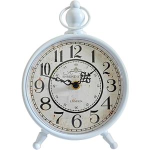 HZDHCLH Vintage Table Clock Battery Operated,Retro Mantel Clock for Living Room Fireplace Decor,Silent Metal Desk Clock,Farmhouse Shelf Clock (White)