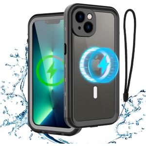 Waterproof Phone Case Compatible with iPhone 13, IP68 Waterproof Shockproof Dust-Proof Phone Case with Built in Screen Protector, Full Body Protective Case (Clear, iPhone 13)