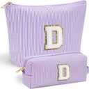YOOLIFE Travel Makeup Bag Organizer - Small, Initial, Teen Girl Gift for Travel or Birthday (Purple)