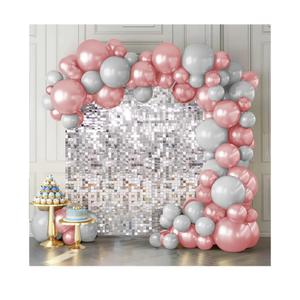 Shimmer Wall Backdrop Silver Wall Panels 12Pcs Square Sequin Shimmer Wall Backdrop Decoration for Birthday Party,Wedding, Anniversary