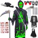 Skirfy Light Halloween Cosplay Costumes for Kids,Glow Halloween Costumes Scary, M(38in,Age8Y-12Y)