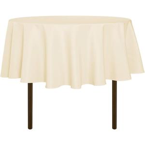 sancua Round Tablecloth - 48 Inch - Water Resistant Spill Proof Washable Polyester Table Cloth Decorative Fabric Table Cover for Dining Buffet Parties, Beige (Fits 30-36 Inch Tables)