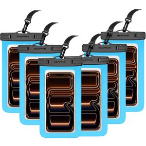 6 Pack 8.5 Waterproof Cell Phone Pouch - Underwater Dry Bag Case Lanyard - Water Proof Clear Holder Protector for iPhone 17 16 15 Pro Max Plus Samsung Galaxy S25 S24 Ultra Note for Beach Swimming