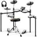 Donner Electric Drum Set, DED-70 Electronic Drum Kit for Beginner with 150 Sounds, 4 Quiet Mesh Pads, 9" Cymbals, USB MIDI, Type-C Charging, 2 Pedal, Throne, Headphones, Sticks, Melodics Lessons