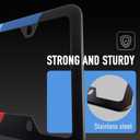 Matte Black Stainless Steel License Plate Frames, Stronger Than Aluminum, US Standard License Plate Holder Suitable for BMW Accessories X7 X5 X3,2PCS (Blue&Red Sports)