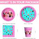 Makeup Spa Birthday Party Supplies For Girls, Spa Day Makeup Party Decorations, Paper Plate, Cup, Napkin, Disposable Cutlery, Garland Banner, Tablecloth, Balloon, Serves 24
