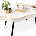Cloud Coffee Tables Modern Small Coffee Table Wood Frame Low Floor Table for Sitting on the Floor White Funky Center Tea Tables for Living Room Reception Room, 39 x 20 x 15 inches