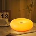 Donut Table Lamp,Creative Orange Donut Atmosphere Lamps with Plastic Shade,Retro-Modern Table Light,3-Color Dimmable Nightstand Lamp for Bedroom and Desk, Aesthetic Home Decor & Gifts (Orange)