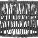 Luxshiny Rattan Lamp Shade, Cylinder Woven Lampshade Boho Lamp Shades Replacement Rustic Ceiling Light Covers for Floor Lamps Pendant Light Chandelier Wall Sconces Black (22.00X22.00X11.00CM)