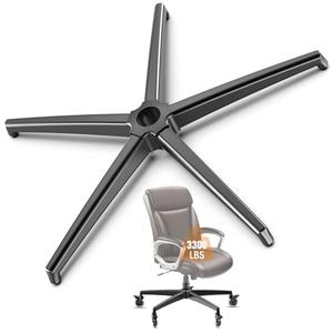 Lipshome Office Chair Base Replacement PartsWith 5 Casters with Brakes(3300 lbs) - Heavy Alloy Office Chair Base Replacement, Universal Gas Cylinder (Black)