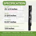 AM141034 Lawn Mower High Lift Blade for 42 Inch Deck John Deere D105 D110 LT160 LA135 Z225 - Heavy Duty Blade Replaces AM141034 AM141032 M154062 AM137327 M154061-2 Pack