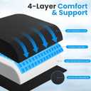 Wheelchair Seat Cushion for Pressure Relief, Cooling Gel Memory Foam Chair Cushion with Slope-Edge Design, Coccyx Support for Tailbone Pain, Non-Slip, for Wheelchairs, Office Chairs & Car Seats