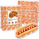 Ocmoiy 300 Pcs Paper Hot Dog Trays Disposable for Party and BBQ, Food Serving Hot Dog Holders Hotdog Boats 6 Inch Small Fluted Paper Food Trays
