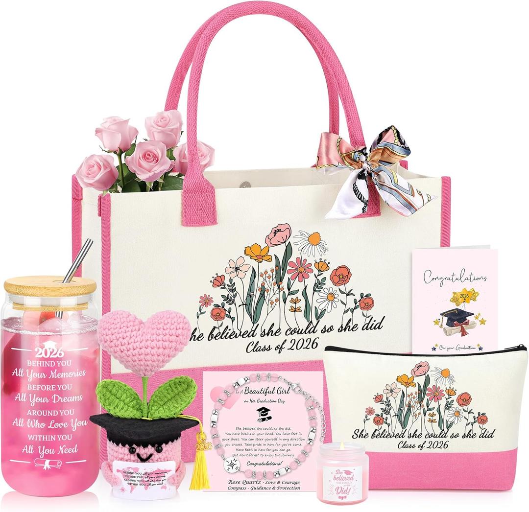 Graduation Gifts for Her 2026, High School College Class of 2026 Graduation Gifts for Her Women Basket Set of 7