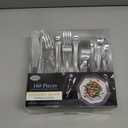 Plastic Cutlery Silverware Extra Heavyweight Disposable Flatware, Full Size Cutlery Combo, Polished Silver, 80 Forks, 40 Spoons, 40 Knifes, Value Pack 160 Count