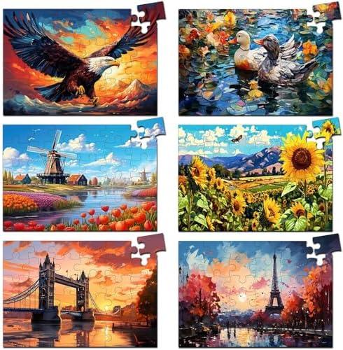 6 Pack 36-Piece Large Jigsaw Puzzles for Seniors Easy Dementia Alzheimer Products Dementia Activities Memory Training Game for Elderly Alzheimer's Patients in Nursing Home Gift (Style 3)