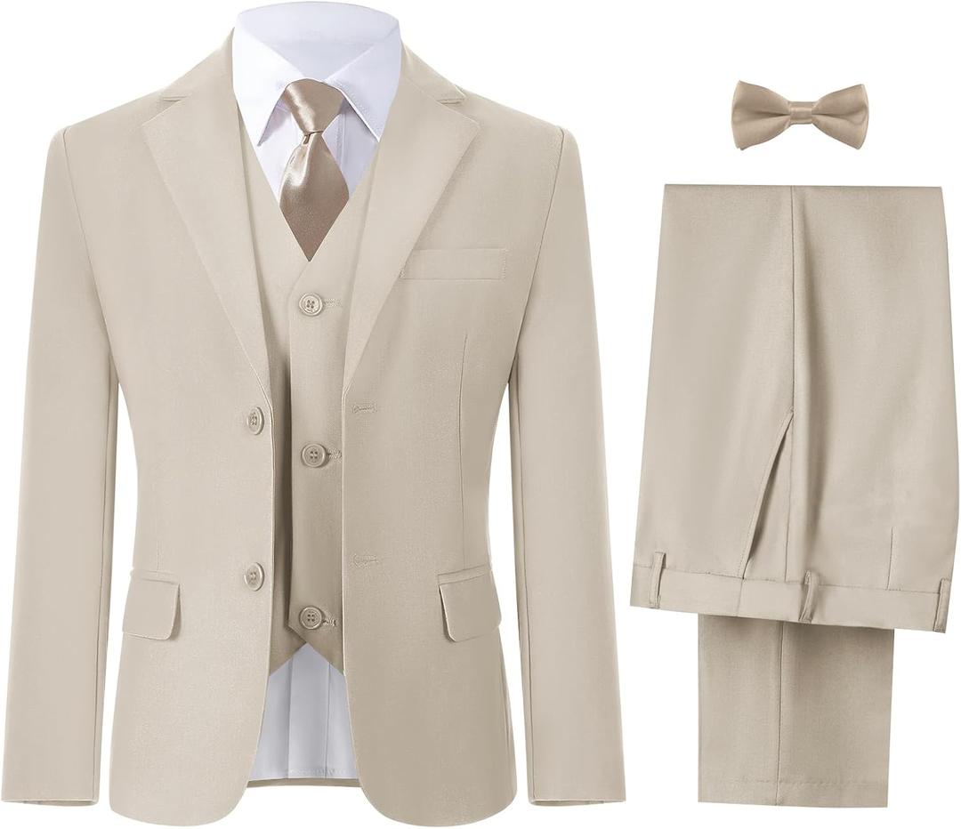 Boys' Suits Formal Tuxedo Slim Fit Boys Suit Set for Wedding Outfit Teen Boy Dress Clothes (16, Light Champagne)