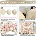 Pearl White Balloon Garland Arch Kit 132 Pcs Bow Coquette Sand White Ivory Party Balloons with Pastel Pink Long Latex Balloon for Girls Princess Wedding Baby Shower Bridal Birthday Party Decor
