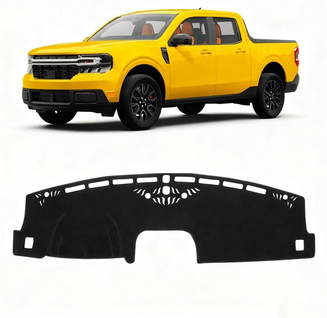KUST Black Dash Cover for Ford Maverick 2022-2024 2025 2026 (Hybrid)(XL, XLT, Lariat) Polyester Dashboard Cover Non-Slip Center Interior Accessories for Maverick Sunshade No Glare (56.69''16.93''(Ford Maverick 22-present)