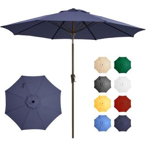 Ayge 9FT Large Outdoor Patio Umbrella Market Table Umbrella-UV Resistant, Easy Push Button Tilt and Crank, 8 Sturdy Fiberglass Ribs Heavy-Duty Pool Umbrella for Deck, Backyard,Garden,Navy