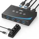 eKL USB 3.0 Switch 4 Computers Sharing USB Peripherals, 4 Port USB Switcher Sharing Mouse Keyboard Scanner Printer, with 3.5mm Headset Jack Audio Out, Includes 4 USB 3.0 Cables and Remote