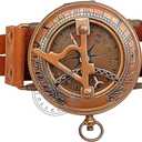 Steampunk Antique Brass Sundial Compass Handmade Leather Band Wrist Compass and Nautical Sundial Watch