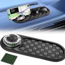 Multifunction Car Anti-Slip Mat, Rotatable Anti Skid Car Dashboard Pad with Temporary Parking Numbe, Universal Car Phone Holder, and Large Pad for Phones (Gray-Silver)