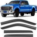 Shatterproof Taped-On Window Deflectors for 2014-2018 Chevy Silverado GMC Sierra 1500 Double Cab with Chrome Trim, Rain Guards, Window Visors for Car, Vent Deflector, 4pcs