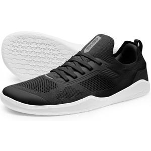 AIRHAS Men's Barefoot Shoes Zero Drop Anatomical Toe Box Minimalist Sneakers for Gym Workout Walking (Black/White, 13.0 Wide)
