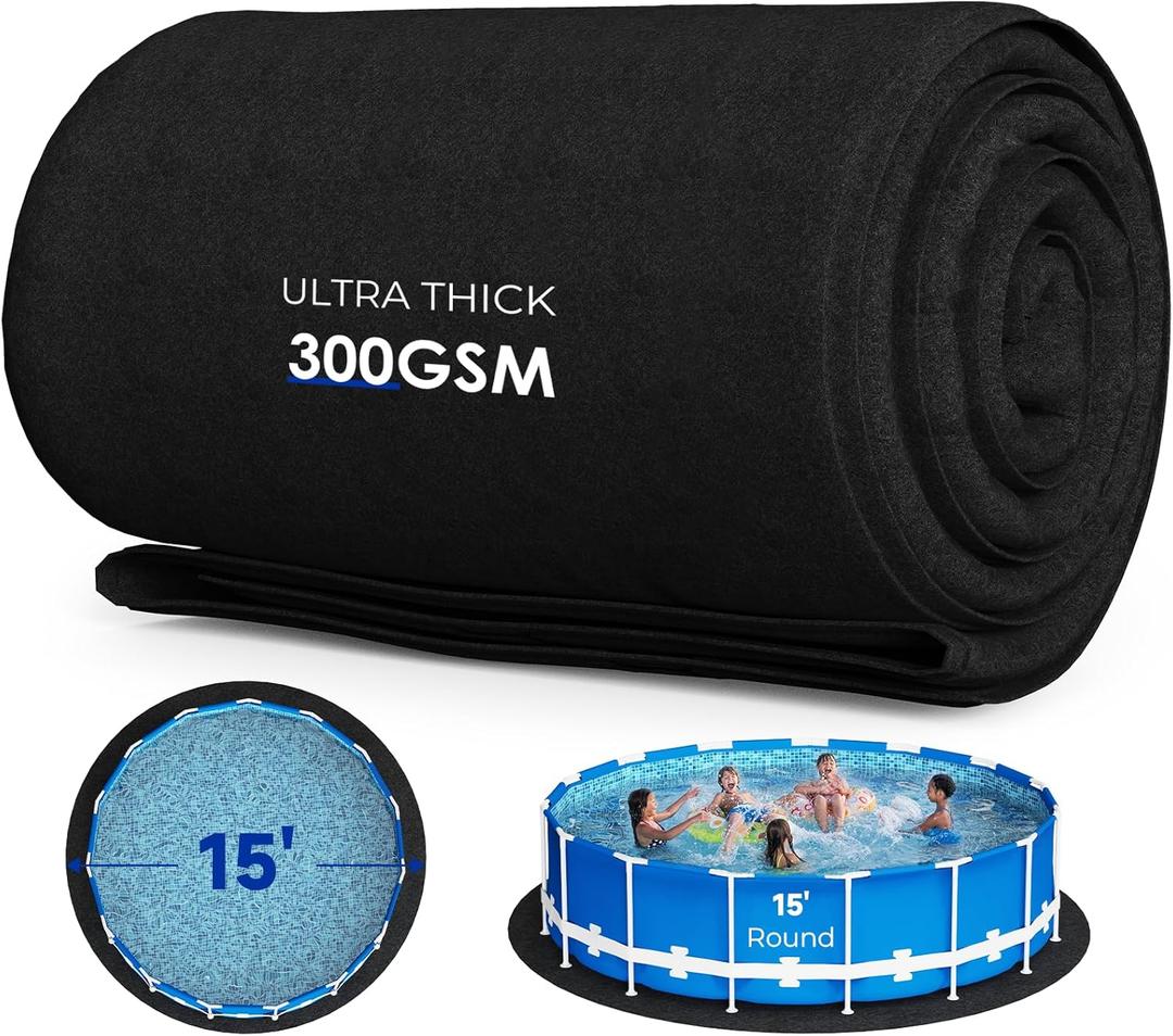 15FT Thickened Round Pool Liner Pad for Above Ground Swimming Pools, Heavy Duty Seamless Comfort Pool Mat, Puncture Protection, Extend Liner Life